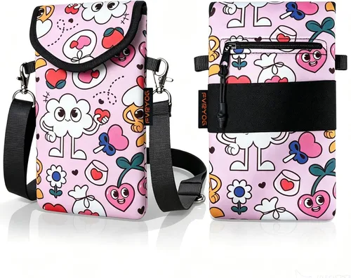 Vista 21 de Funda de neopreno para teléfono con correa cruzada y correa elástica Bear Woodland