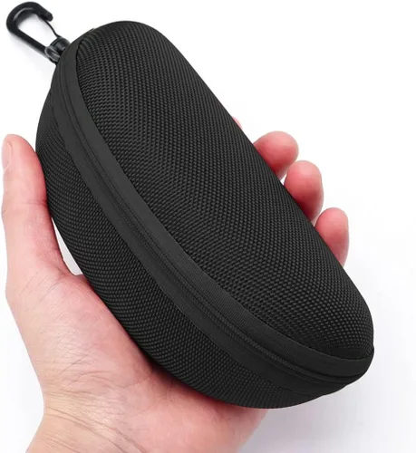Vista 5 de Estuche rígido para gafas de sol con cremallera, 3 piezas, estuche para gafas de viaje, con gancho de plástico