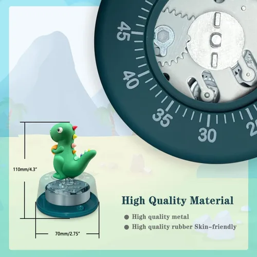 Vista 2 de ELE DEPI Paquete de 2 temporizadores de cocina, lindo temporizador de dinosaurio para niños, temporizador de huevos 100% mecánico para cocinar