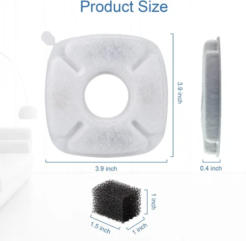 Vista 3 de SORON Filtro de fuente de agua para gatos, compatible con filtros de repuesto para fuente de mascotas veken de 95 onzas / 2.8 L, 20 esponjas y 20