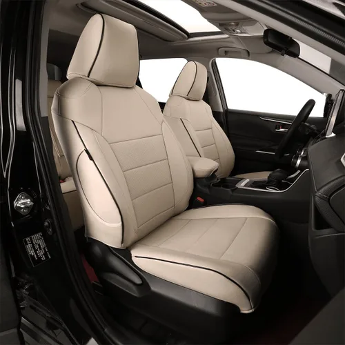 Vista 21 de EKR - Juego completo de fundas de asiento de cuero para automóvil de ajuste personalizado (color negro)