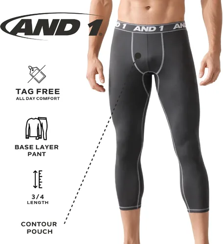 Vista 8 de AND1 Pantalones de compresión para hombre, capa base atlética para gimnasio