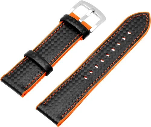 Vista 5 de SINAIKE SiliconeWatchBand20mm22mmCarbonFiberLightweightRubberWatchBandsforMenWomenTaperedStrapMetalBuckle