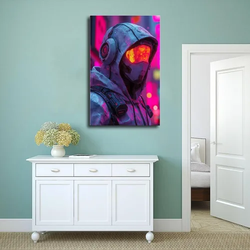 Vista 4 de XAHOR Impresión de dibujos animados retro Cyberpunk de los años 90, decoración de pared de arte callejero neón, póster de lienzo para jóvenes