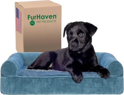 Vista 36 de Furhaven Cama para perro de espuma viscoelástica para perros medianos y pequeños con cojines extraíbles y funda lavable, para perros de hasta 35