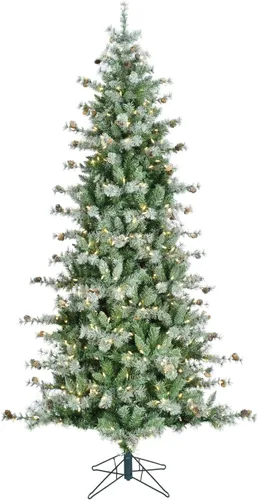Vista 13 de Fraser Hill Farm Árbol de Navidad artificial delgado de abeto búfalo de 9 pies con luces LED dobles multicolor y blanco cálido, árbol falso plegable