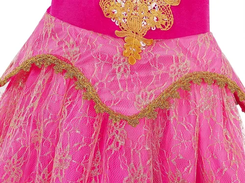 Vista 7 de Eledobby Disfraz de Bella Dormir para Niñas Aurora Princesa, vestido de Halloween para fiesta de cumpleaños con accesorios