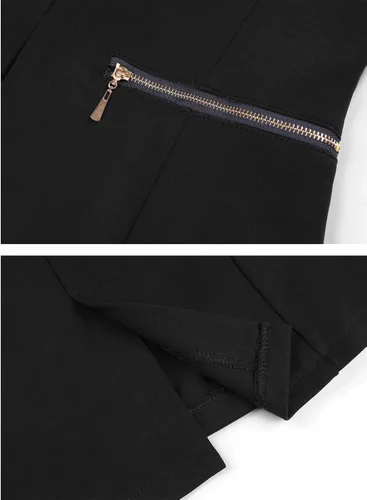 Vista 4 de Genhoo - Blazer de manga larga para mujer, chaqueta de punto frontal abierto, chaqueta de trabajo y oficina, con bolsillos con cremallera, S-2XL