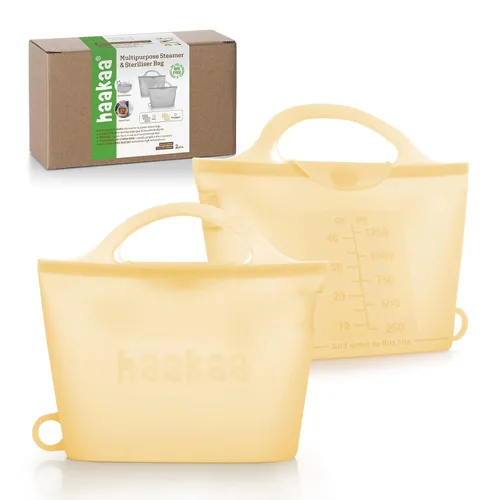 Vista 11 de Bolsa de vaporización y esterilización de microondas de silicona Haakaa para viajes, bolsas de vaporización de silicona reutilizables de 30oz/900ml