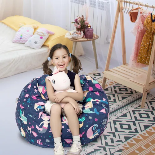 Vista 7 de LOLOMLO Funda para puf de almacenamiento de animales de peluche, para niños, mantas, toallas, puf (solo cubierta), sofá de lona con cremallera YKK