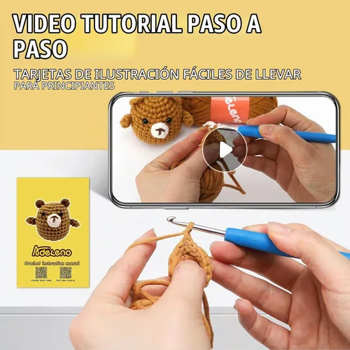 Vista 4 de Adeleno Kit de ganchillo para principiantes, kit de inicio de ganchillo con video tutorial paso a paso, kits de ganchillo para principiantes