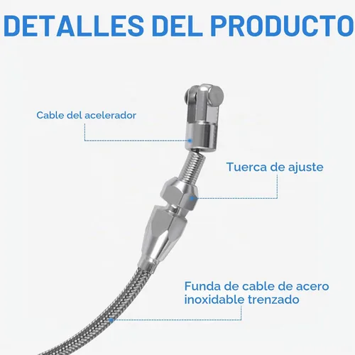 Vista 3 de Kit de cable de acelerador trenzado de acero inoxidable de 24 pulgadas con cubierta de bloqueo, con ajuste de aluminio y casquillo, cables