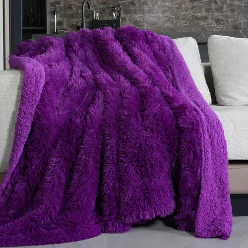 Vista 13 de Pawque Manta de piel sintética de 50 x 60 pulgadas, manta suave y esponjosa, cálida y gruesa, de pelo largo, reversible, ligera, acogedora para Negro