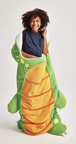 Vista 5 de iscream Dinosaur Buddy - Saco de dormir con cremallera y forro polar sintético de sherpa de 73 x 25 pulgadas