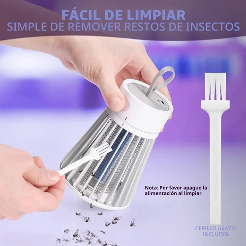Vista 3 de Exterminador de mosquitos, recargable con rejilla de seguridad para el hogar y campamento, diseño inalámbrico de carga USB, mata insectos con luz