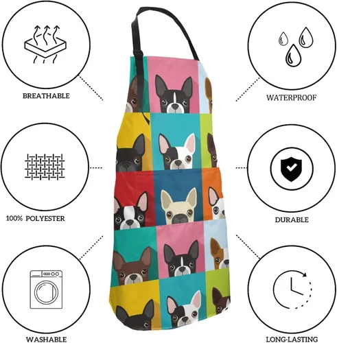 Vista 6 de Delantal ajustable con babero para hombres y mujeres, chef, cocina, barbacoa, parrilla