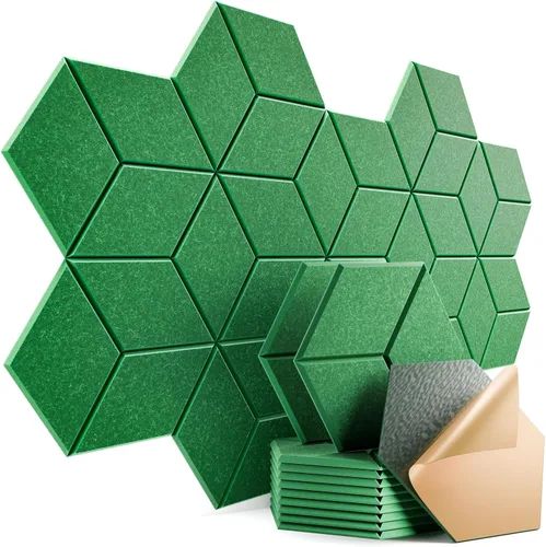 Vista 92 de Paquete de 12 paneles acústicos autoadhesivos de 12 x 10 x 0.4 pulgadas, paneles de espuma a prueba de sonido con alta densidad, elegante diseño