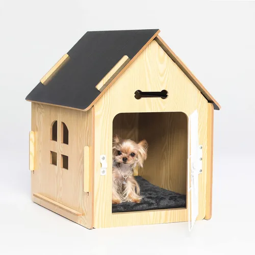 Vista 7 de RYpetmia - Casa de interior para perros y gatos pequeños, casa de madera
