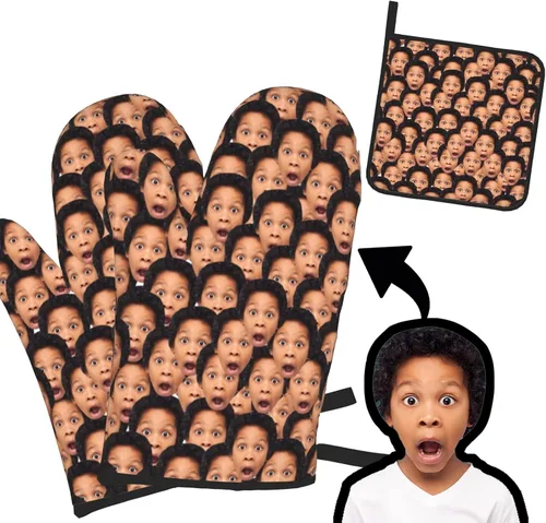 Vista 13 de Manoplas de horno personalizadas y agarraderas personalizadas con tu cara, regalos de repostería para mujeres para cocinar en la cocina, barbacoa