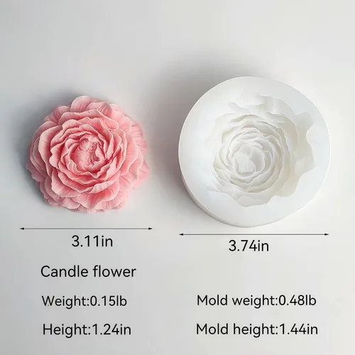 Vista 5 de 2 moldes de silicona para velas de flores de peonía y rosas para velas, jabón, resina y arcilla