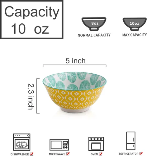 Vista 3 de Selamica, juego de 6 cuencos de porcelana para helado, cuencos pequeños, cuencos de cerámica para postres, helado, variedad
