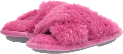 Vista 7 de Dearfoams Pantuflas unisex Ava Kids con detalle impreso de piel sintética y banda cruzada para niños
