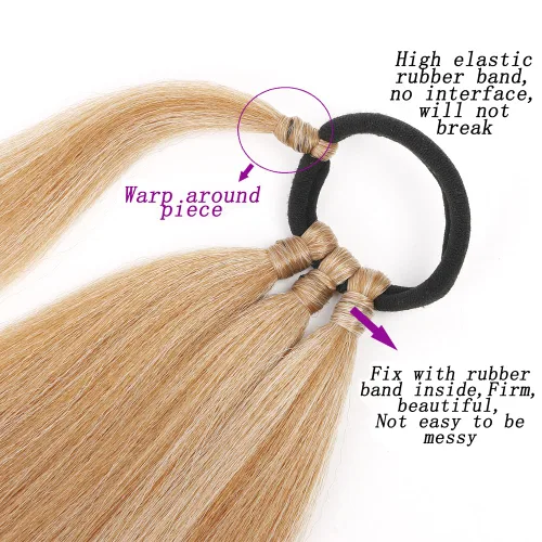 Vista 2 de Extensiones de cola de caballo, 2 piezas sintéticas con banda de pelo envolvente alrededor de las extensiones de cabello trenzadas, cola de moño