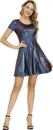 Vista 3 de Spadehill Vestidos de sirena brillantes de manga corta para mujer de Halloween