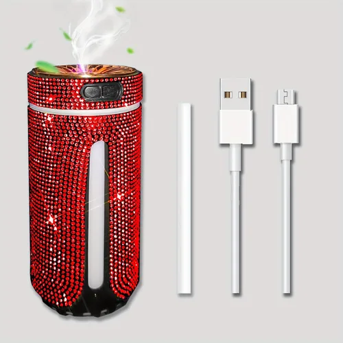 Vista 6 de Humidificador de coche con diamantes de imitación, humidificador USB de aceite esencial para coche, humidificador de aromaterapia, portátil, mini