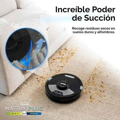 Vista 8 de Shark Matrix Plus Robot Aspiradora y Trapeadora 2 en 1 con Trapeado Sónico, Matrix Clean, Mapeo del Hogar, Base de Vaciado Automático HEPA sin