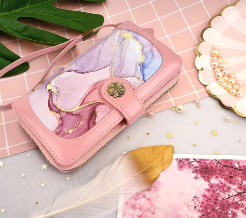 Vista 8 de Billeteras para mujer con múltiples tarjetero, cartera de embrague, tarjetero, organizador de tarjetas para mujer con correa para la muñeca
