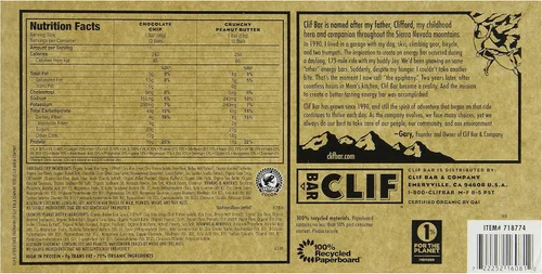 Vista 2 de Clif Bar Paquete variado, chispas de chocolate, mantequilla de maní crujiente, 2.4 oz. Barras nutricionales, 24