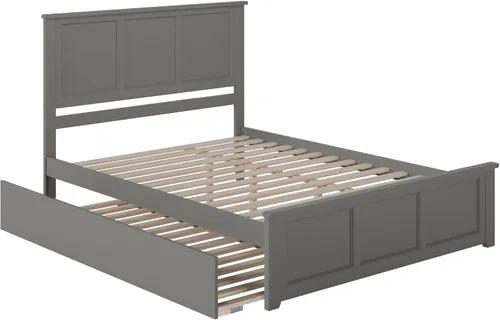 Vista 5 de AFI, Madison - Cama de plataforma Queen con estribo a juego y cama corrediza individual XL, color gris
