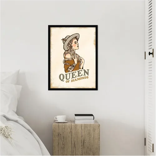 Vista 8 de Amanti Art Lienzo decorativo para pared enmarcado de 26 x 19 pulgadas, reina de diamantes n.º 2 por el whisky jengibre, arte de pared de personas