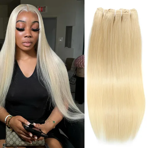 Vista 24 de 613 paquetes de cabello humano de 10 pulgadas, grado 12A, 100% sin procesar, rubio virgen brasileño 613, extensiones de cabello humano para mujeres
