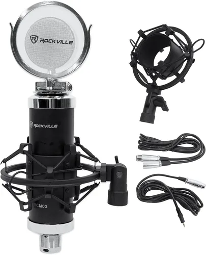 Vista 6 de Mackie ProFX6v3 - Mezclador de efectos con micrófono de grabación Rockville RCM03 Pro, auriculares de estudio PRO-M50, brazo de micrófono DMS40