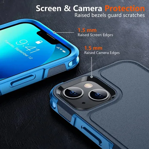 Vista 4 de SPIDERCASE Funda diseñada para iPhone 13, [protección contra caídas de grado militar de 10 pies] [con 2 protectores de pantalla de vidrio templado]