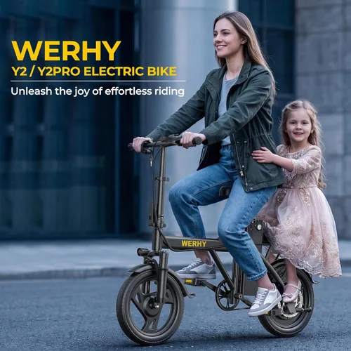 Vista 8 de WERHY Bicicleta eléctrica para adultos, motor de 500 W, bicicleta eléctrica plegable de velocidad máxima de 20 MPH, bicicletas eléctricas de 14