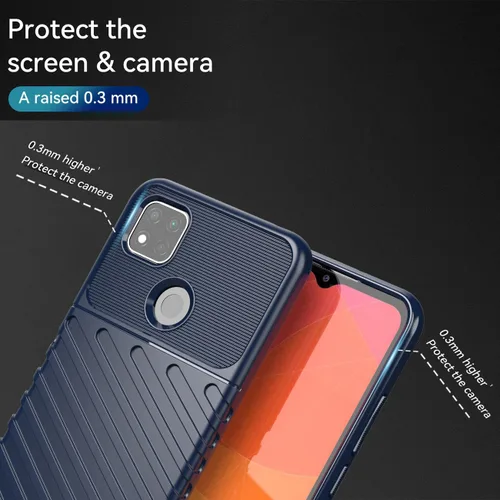 Vista 2 de Funda de teléfono para Redmi 9C/Redmi 10A/Redmi 9C NFC/Redmi 9 Activ/Poco C31 Funda con protector de pantalla, fibra de carbono a prueba de golpes