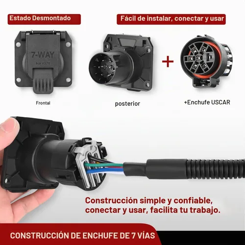 Vista 7 de Nilight Kit de arnés de cableado de enchufe de remolque de 7 pines 55243 para lado del vehículo, 7 vías, tipo RV, enchufe USCAR, compatible con Ford