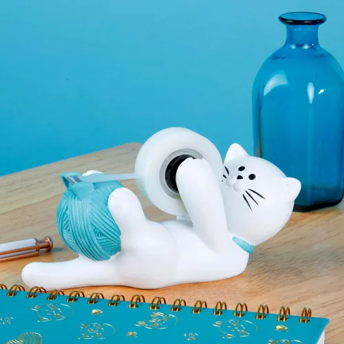 Vista 2 de Chapman & Grand Dispensador de cinta Kitty Cat (blanco/turquesa), patentado