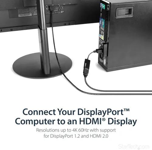 Vista 6 de Conversor de video con DisplayPort a HDMI 4K con audio, de la marca StarTech Estándar Negro