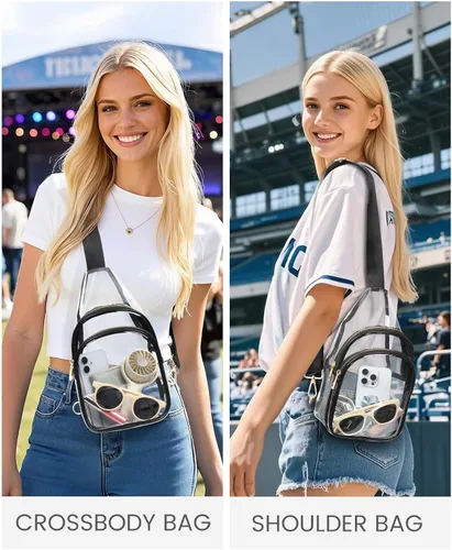 Vista 2 de HULISEN Bolso bandolera transparente para eventos de estadio, bolso transparente para mujeres, bolso cruzado aprobado por estadios para fanáticos