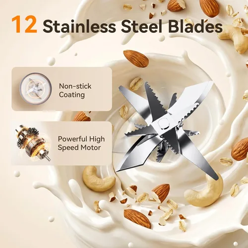 Vista 2 de Licuadora automática de leche de nueces, 20 onzas, máquina casera de leche de soja para leche de origen vegetal, coco, avena, almendras, bebidas