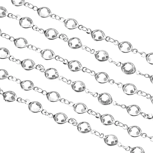 Vista 17 de uxcell Cadena de diamantes de imitación negros de 5 yardas a granel con cadena de latón chapada en plata para hacer joyas, manualidades, pulseras