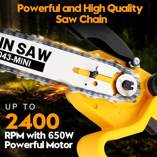 Vista 5 de Mini motosierra inalámbrica para Dewalt 20V MAX funciona con batería (sin batería), motosierra eléctrica inalámbrica de 8 pulgadas para árbol