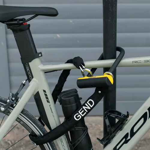 Vista 5 de GEND Candado antirrobo para bicicleta resistente con bloqueo en U endurecido de 0.638 in y cadena de 3 pies, bicicleta resistente a cortes