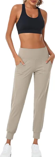 Vista 134 de Oalka - Pantalones deportivos para mujer, con cintura alta y bolsillos, para hacer deporte, yoga y entrenar