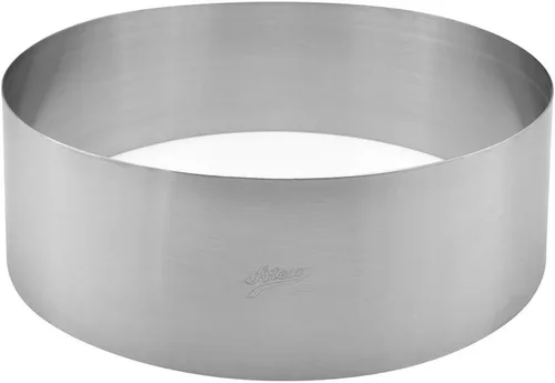 Vista 9 de Ateco Anillo redondo para pastel y molde de postre, suministro para hornear, 2.375 x 1.75 pulgadas de alto, plateado