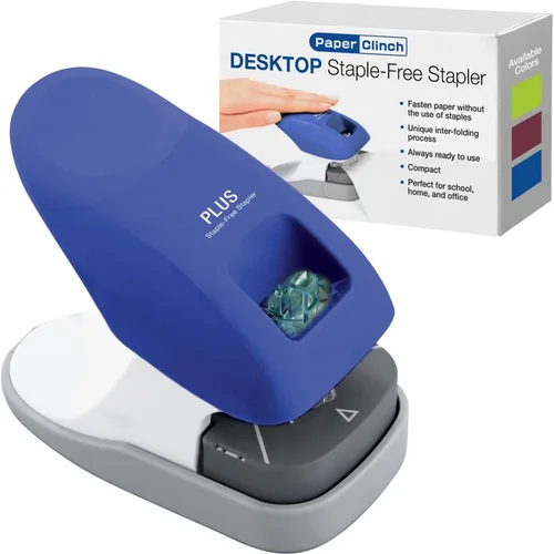 Vista 16 de Plus Paper Clinch - Engrapadora compacta sin grapas, color azul turquesa
